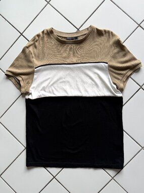 ASOS DESIGN smart T-shirt in colour-block rib